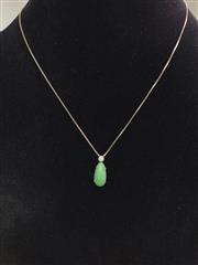 Synthetic Jade Stone Necklace 925 Silver 3.14g